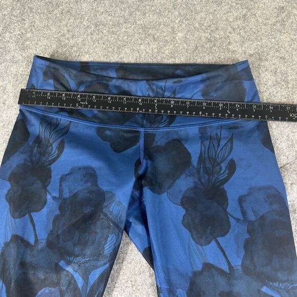 Lululemon Wunder Under Cropped Jumbo Floral Leggings Size 8 Blue Black - Picture 5 of 8